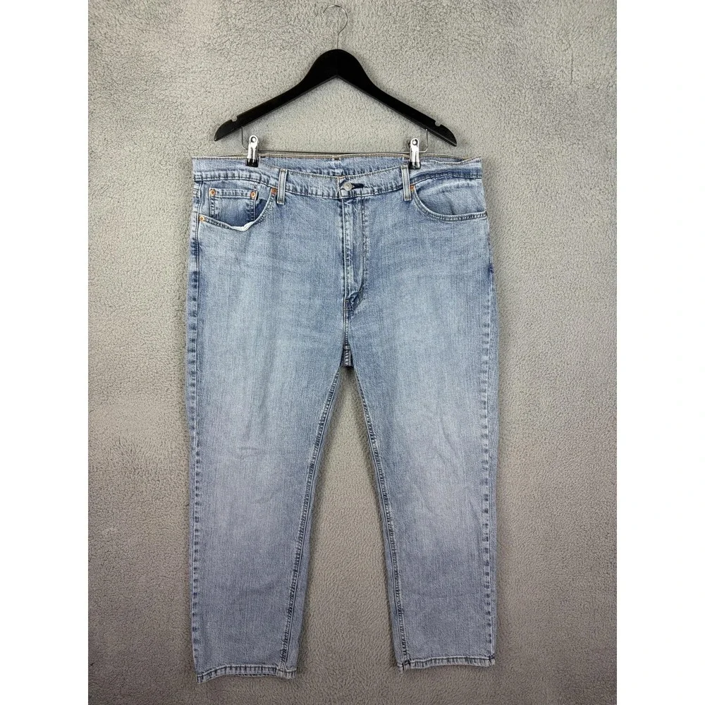 Levis 541 Jeans Mens 42x30 Blue Light Wash Athletic Tapered Stretch Denim Men